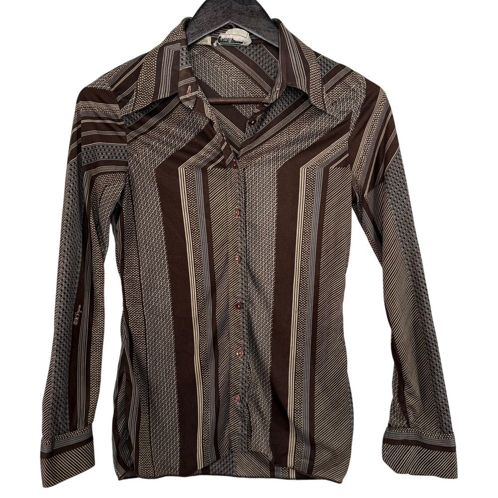 Vintage 70s Wayne Rogers Stripe Blouse L